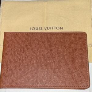 LOUIS VUITTON Taiga ID Card Holder Wallet Alezan W/Dust Bag